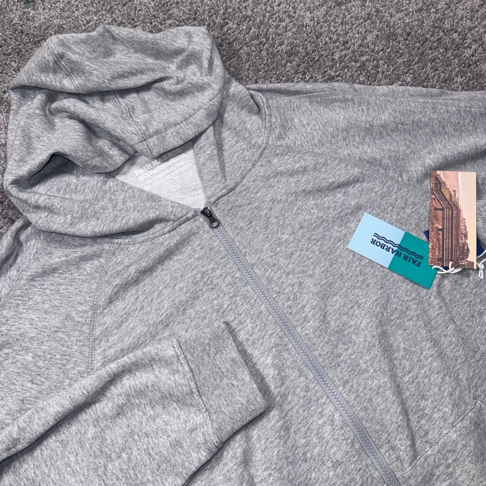 Fair Harbor Saltaire Full-Zip Hoodie Mens Heather Grey Large NEW